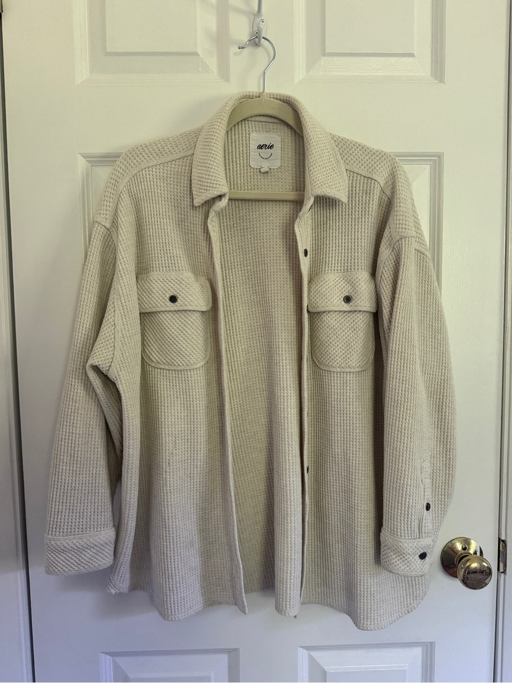 Aerie Women’s small Cream waffle shirt/shacket